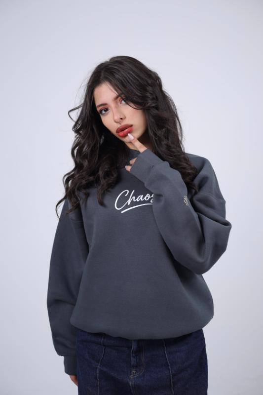 "Art is Chaos" Graphic Print Oversized Sweatshirt - Unisex Crewneck