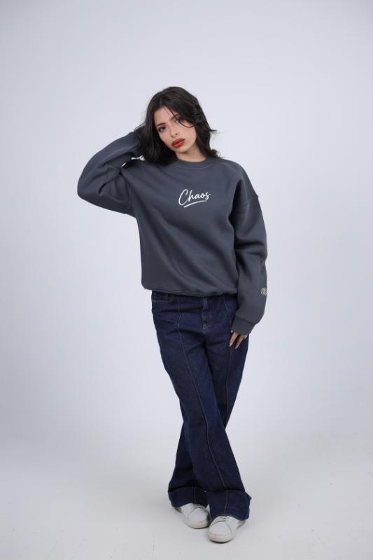 "Art is Chaos" Graphic Print Oversized Sweatshirt - Unisex Crewneck