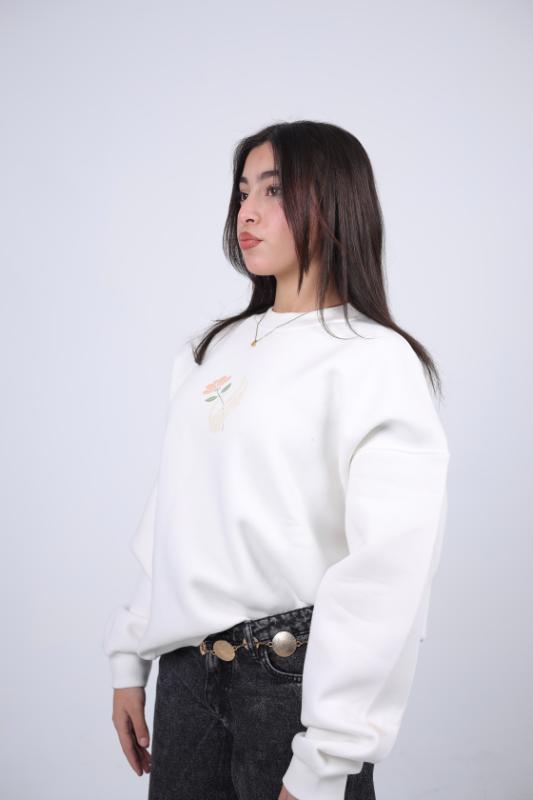 "From Dust, Love Bloom" Graphic Sweatshirt - White