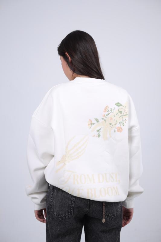 "From Dust, Love Bloom" Graphic Sweatshirt - White