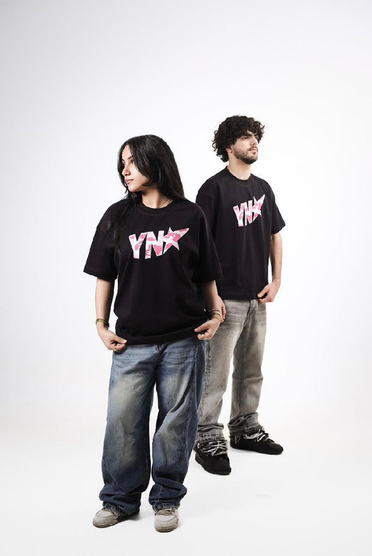 "OnePiece" YN★ Pink Camo Graphic Tee - Black