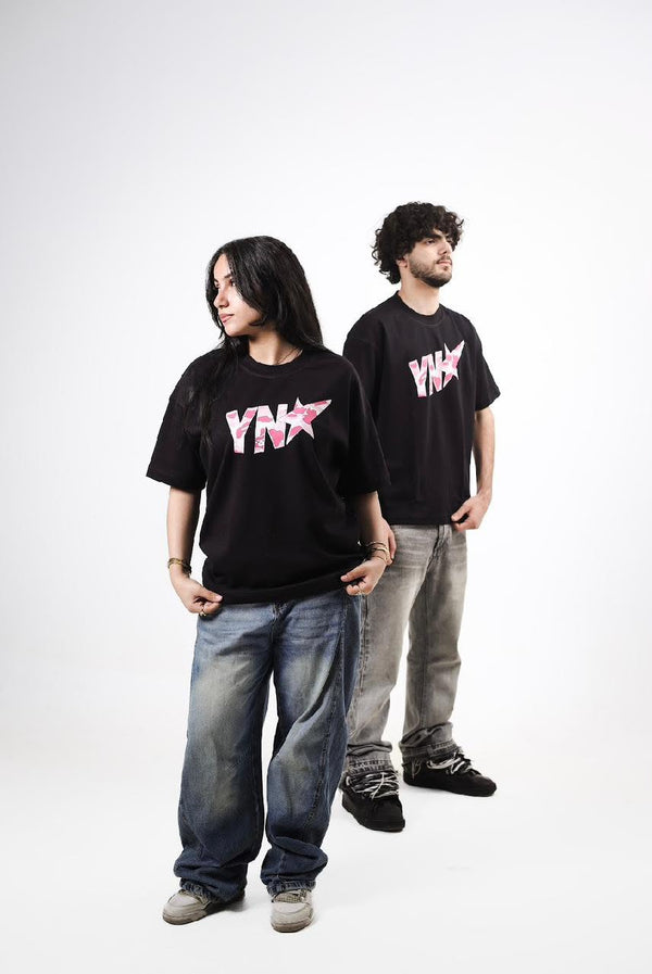 "OnePiece" YN★ Pink Camo Graphic Tee - Black