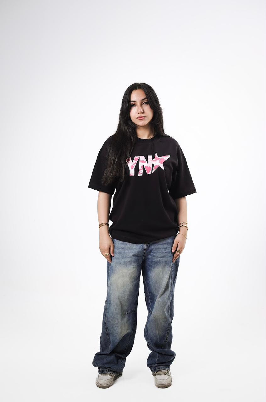 "OnePiece" YN★ Pink Camo Graphic Tee - Black