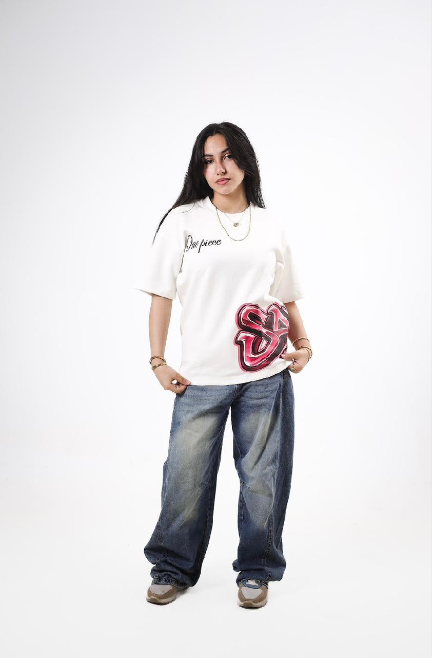 "OnePiece" Graffiti Script Tee - White