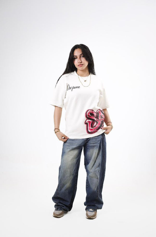 "OnePiece" Graffiti Script Tee - White