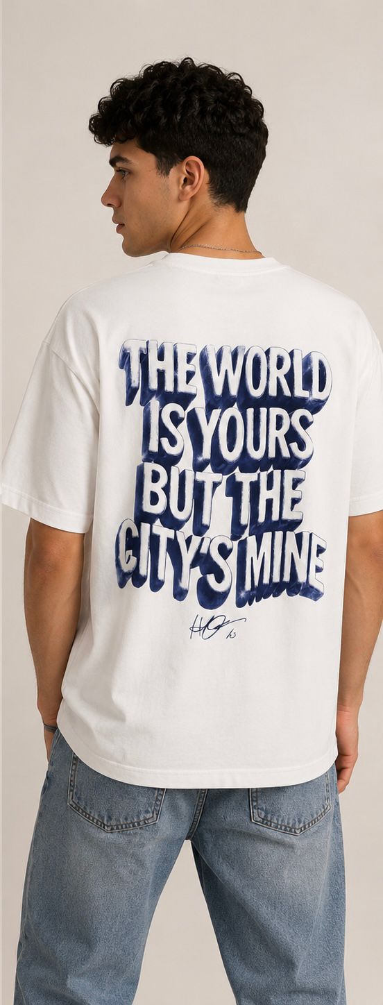 "City's Mine" Oversized Graphic Tee - White