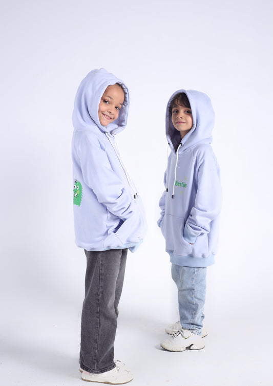 Kids' "Besties" Dinosaur Friends Hoodie (Lavender)