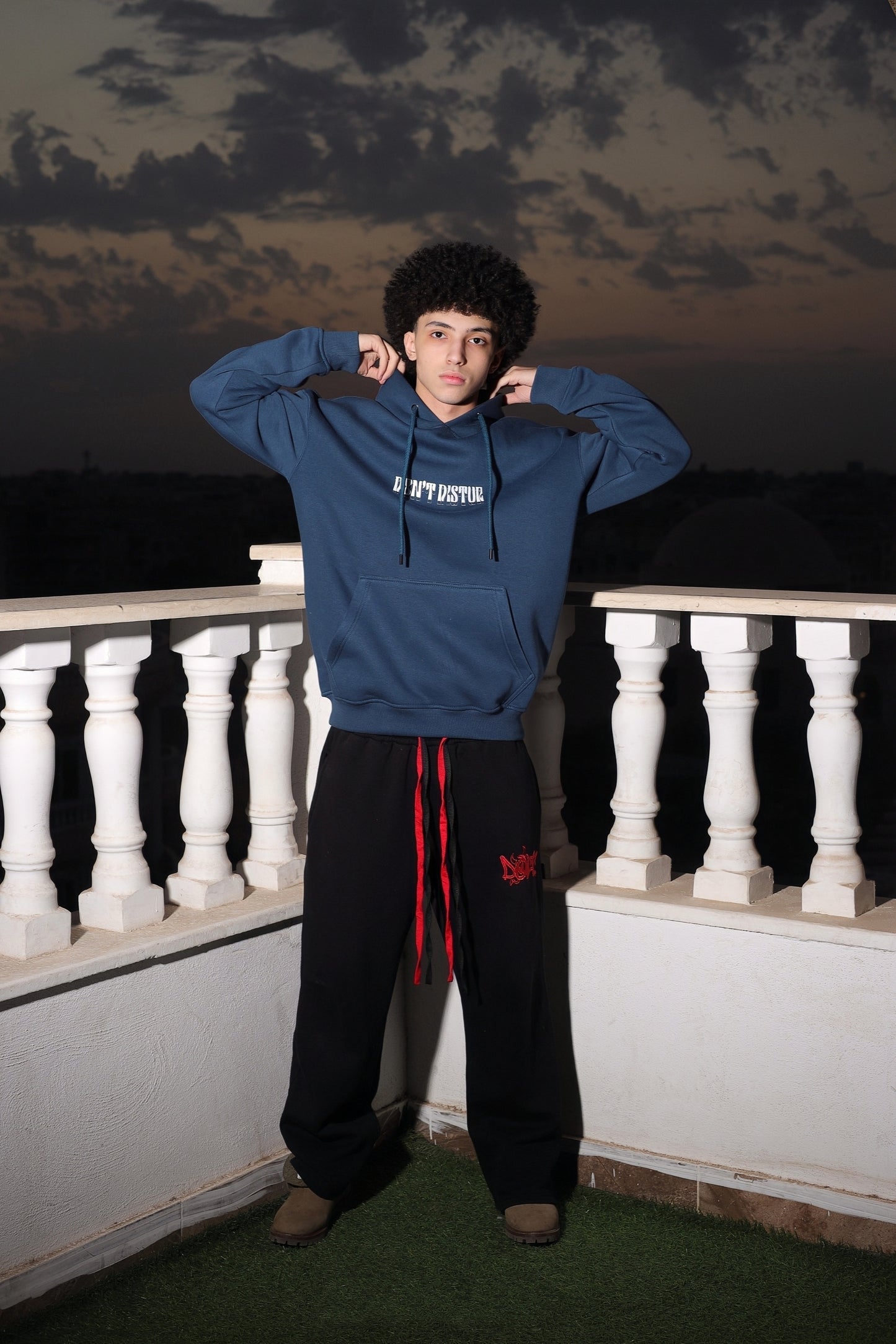 "Don't Disturb" Melty Smiley Graphic Hoodie