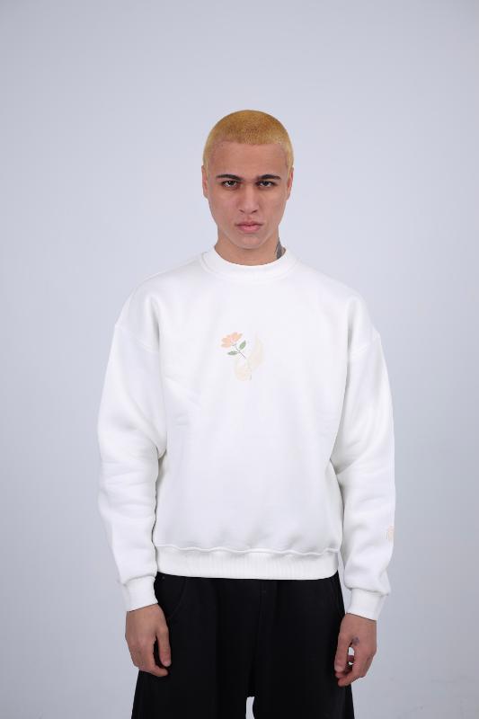 "From Dust, Love Bloom" Graphic Sweatshirt - White