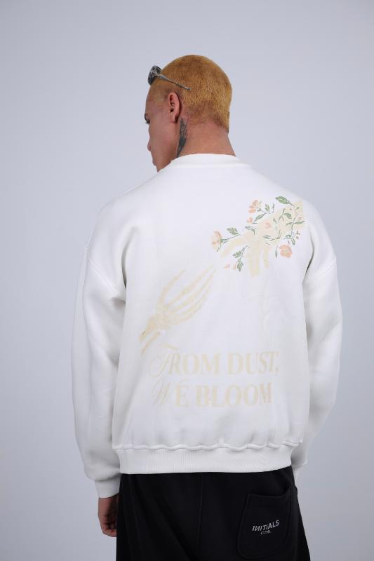 "From Dust, Love Bloom" Graphic Sweatshirt - White