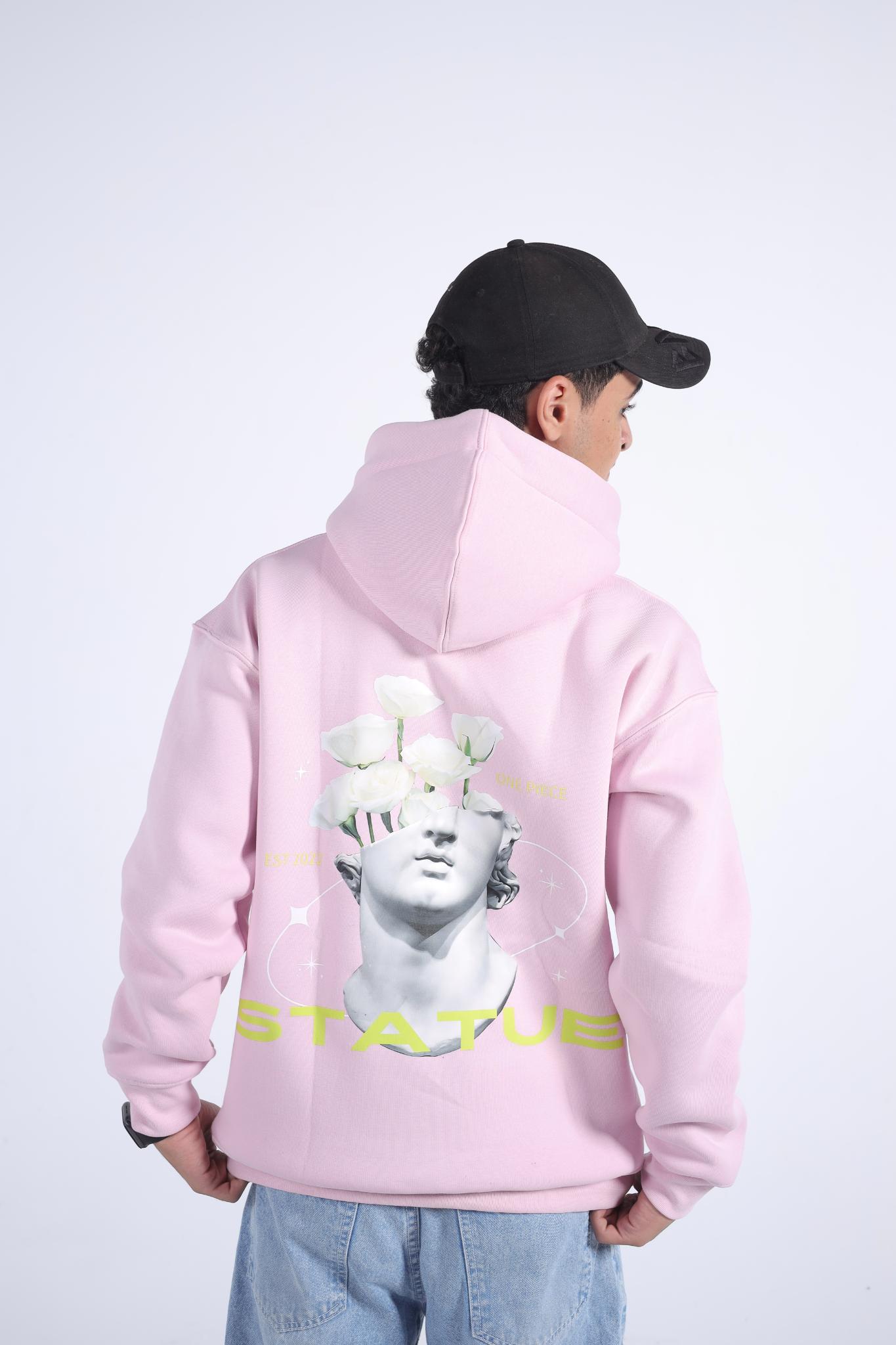 "Statue" Floral Graphic Hoodie (Aesthetic Pink)