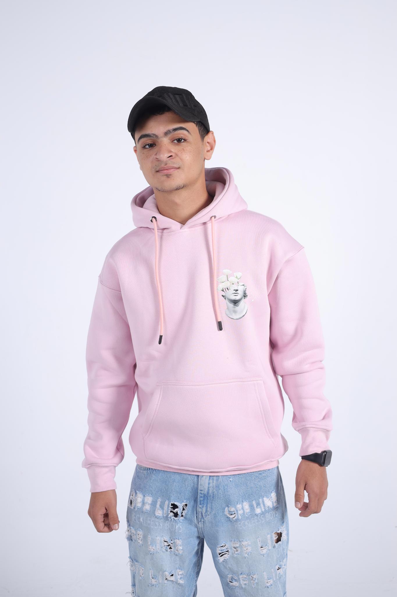 "Statue" Floral Graphic Hoodie (Aesthetic Pink)
