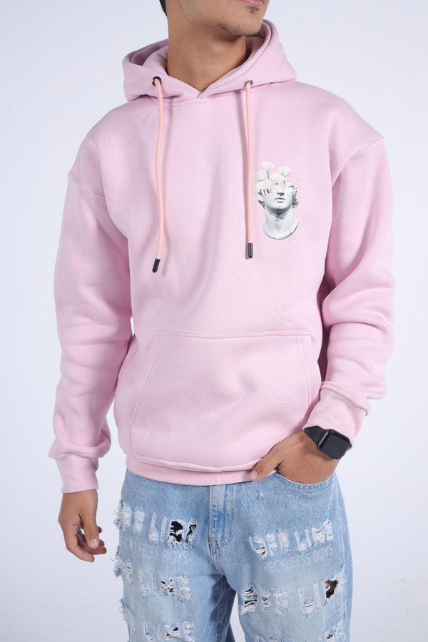 "Statue" Floral Graphic Hoodie (Aesthetic Pink)