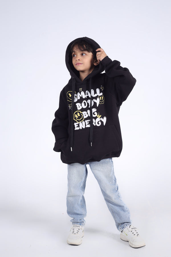 Kids' "Small Body Big Energy" Graphic Hoodie (Black)